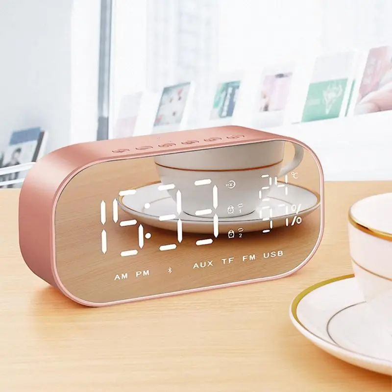 Розовое золото S2 Bluetooth беспроводной мини будильник Зеркало Маленький Стерео