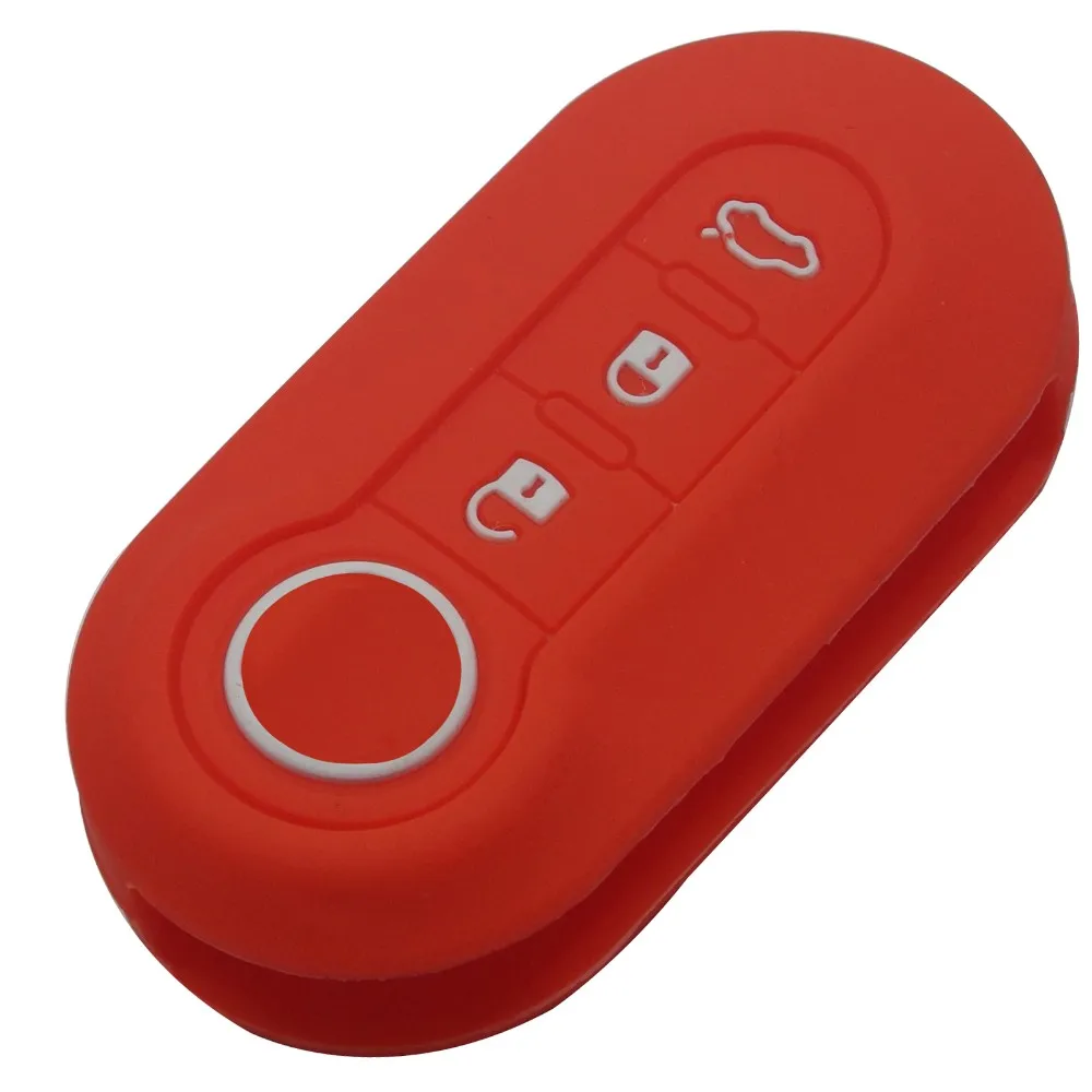 

Jingyuqin Styling Flip Remote Car Key Fob Silicone Case Cover Protector For Fiat 500 Panda Punto Bravo 3 Button Auto Accessories