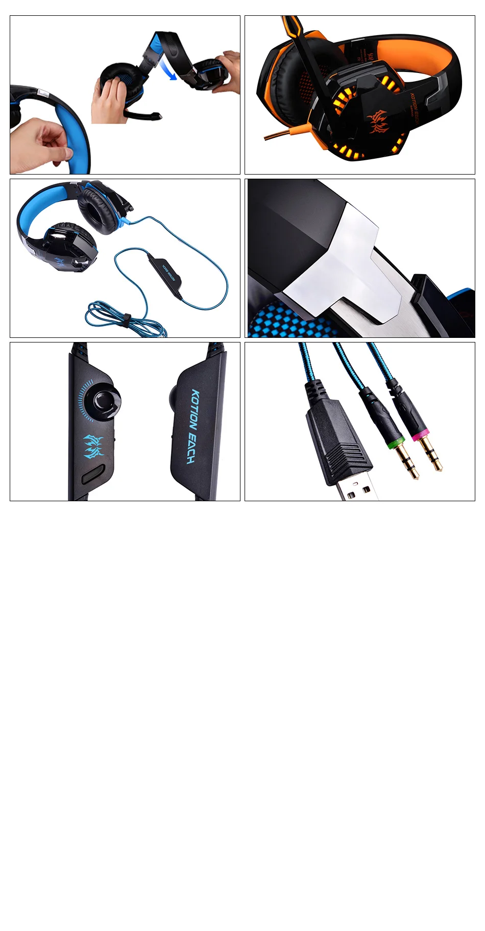 Игровые наушники KOTION G2000/G9000/B3505/G4000 Игровые наушники w/микрофон светодиодный свет стерео игровые гарнитуры для компьютера PS4 супер бас наушники