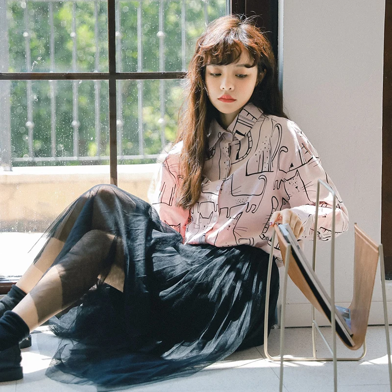 Для женщин рубашки леди Kawaii Винтаж свободные граффити Футболка с принтом Ulzzang Топ женский панк Harajuku туника