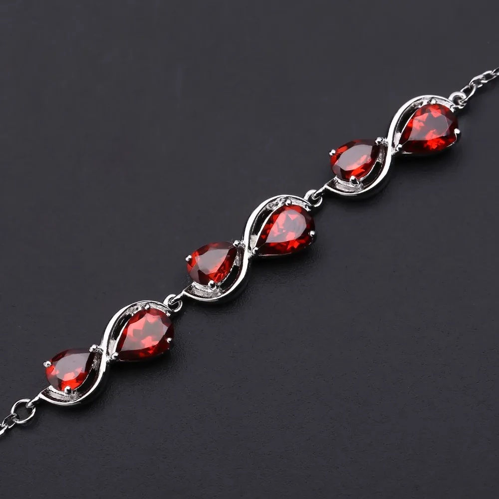 GEM'S BALLET 4.10Ct натуральный гранат, цепочка, браслет, 925 пробы, Серебряный драгоценный камень, регулируемый браслет для женщин, для свадьбы