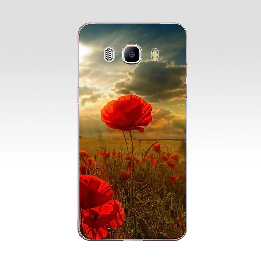 005FG Красный мак на черном стиле Мягкий Силиконовый ТПУ чехол для телефона Samsung j3 j5