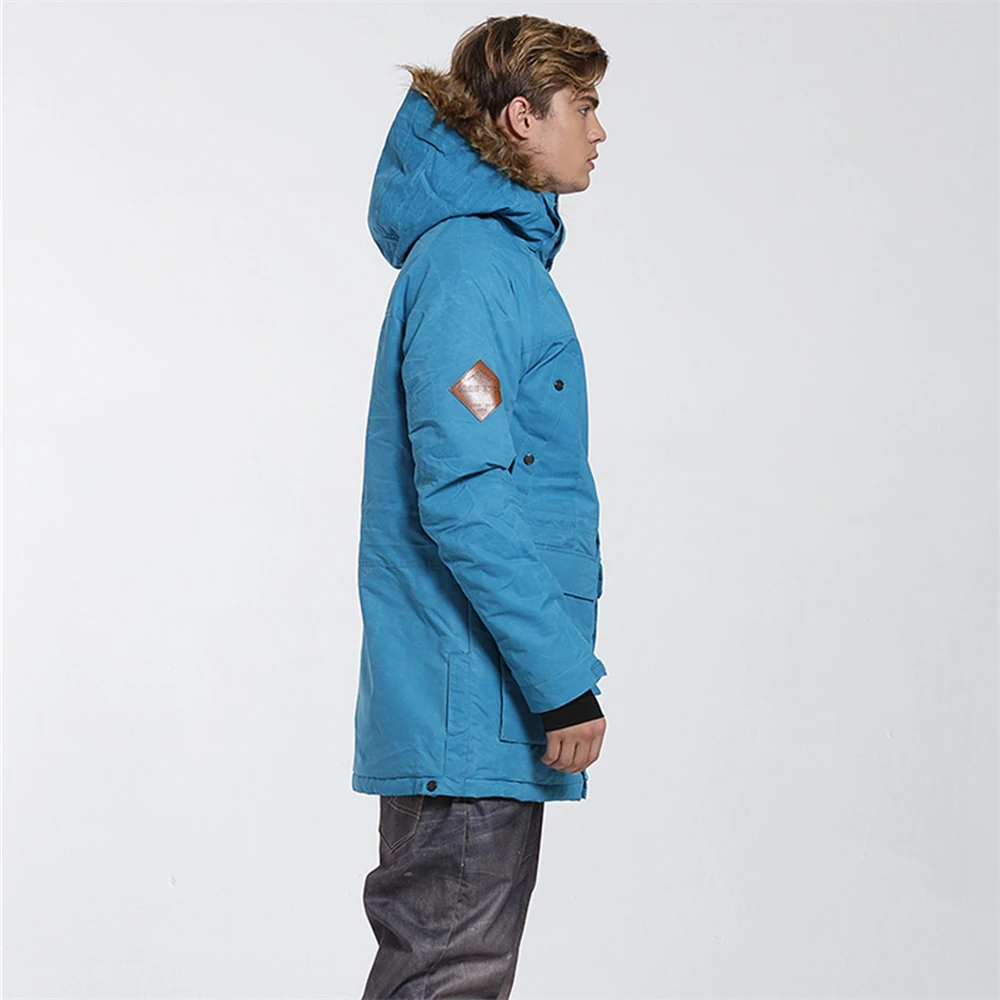 GSOU зимняя Лыжная куртка для мужчин сноуборд с меховым капюшоном