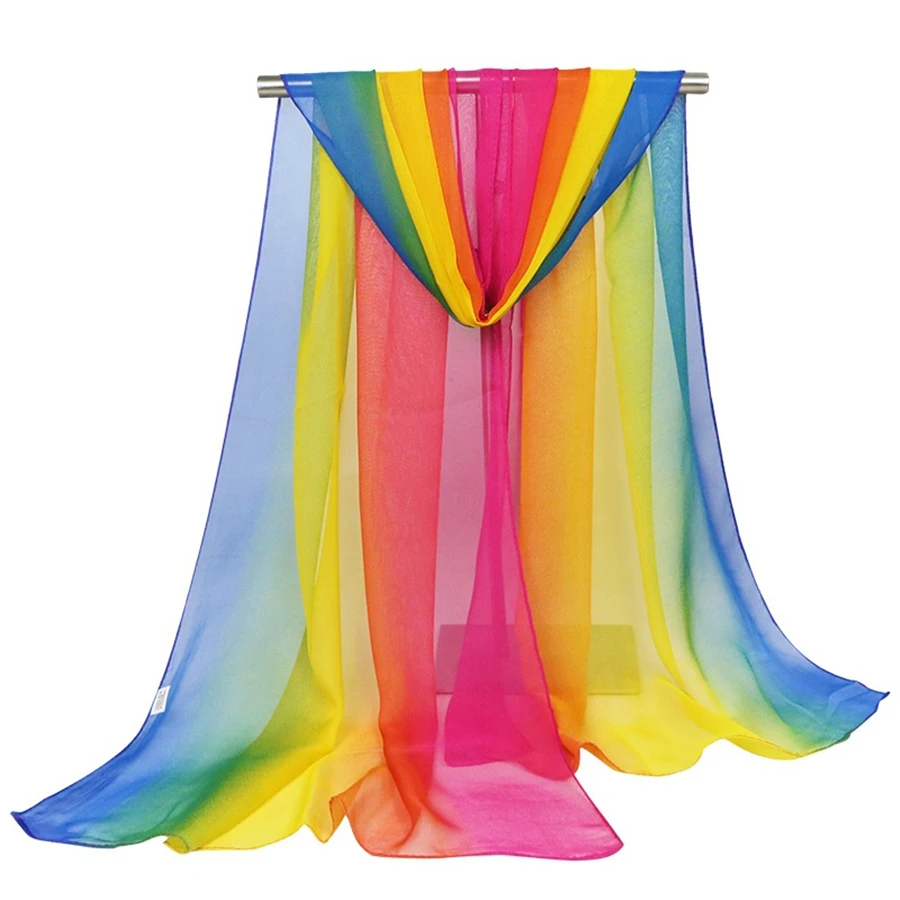 2019 Gradation Color Silk Scarf Women Georgette Shawl Lady Thin Beach Towel Wraps Female Simulation Scarves Wholesale |