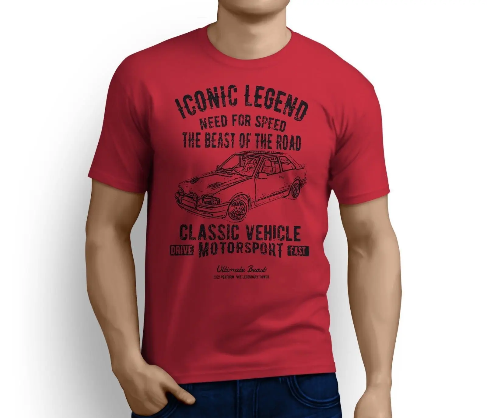 Новые летние Для мужчин хлопок Футболка Legend американских автомобилей эскорт RS