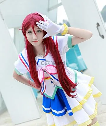 Милый! Солнечный свет! Aqours Jumping Heart Sakurauchi Riko Костюм Форма моряка платье наряд Аниме