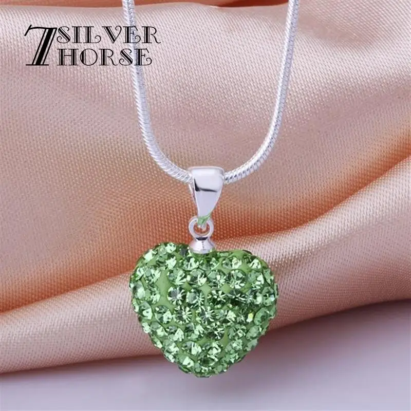 7 серебристый лошадь N031 мода красочные jewelries ожерелье В форме сердца кристалл для