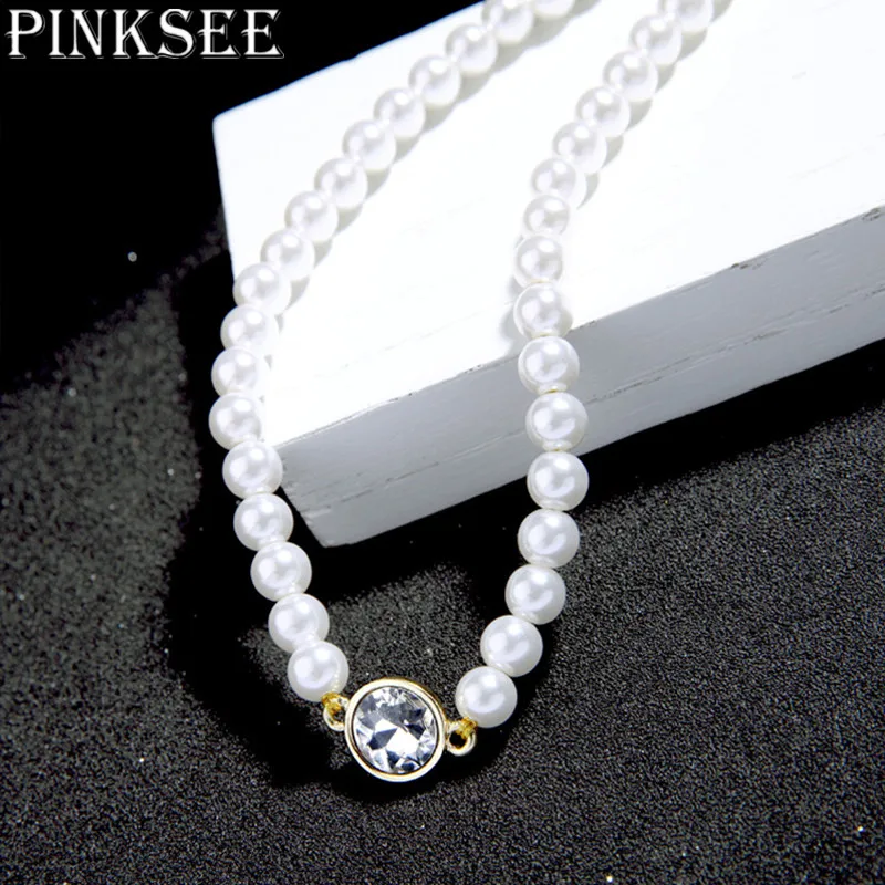 PINKSEE модное ожерелье с имитацией жемчуга колье ювелирное изделие цепочка
