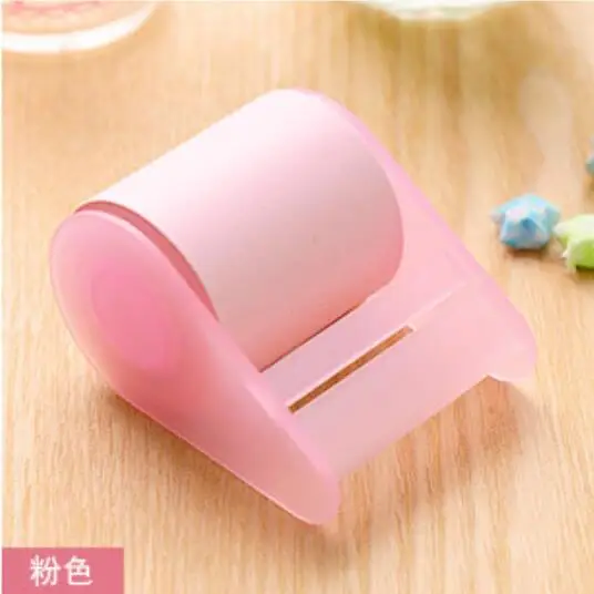 pink with holder1pcs Цветная флуоресцентная отрывная бумага, стикер, блокнот, Липкие заметки, Kawaii, милые, стационарные вещи, школьные, офисные материалы, диспенсер для ленты - Цвет: pink with holder1pcs