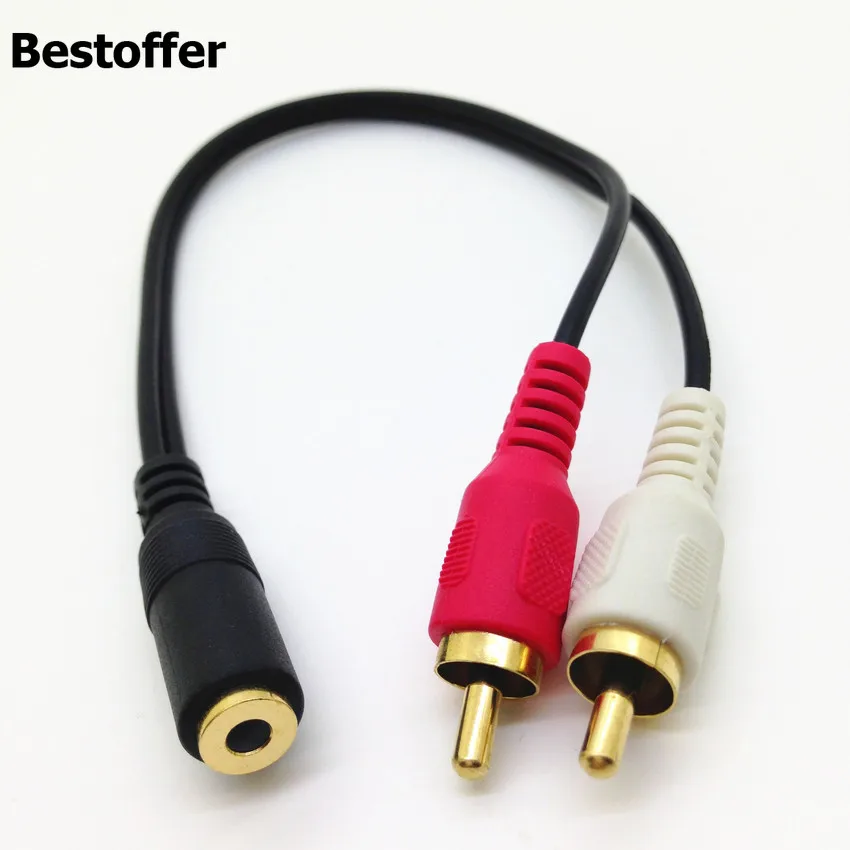 200 шт./упак. 3 5 мм мама к 2 штекеру RCA разъем стерео аудио Y кабель адаптер