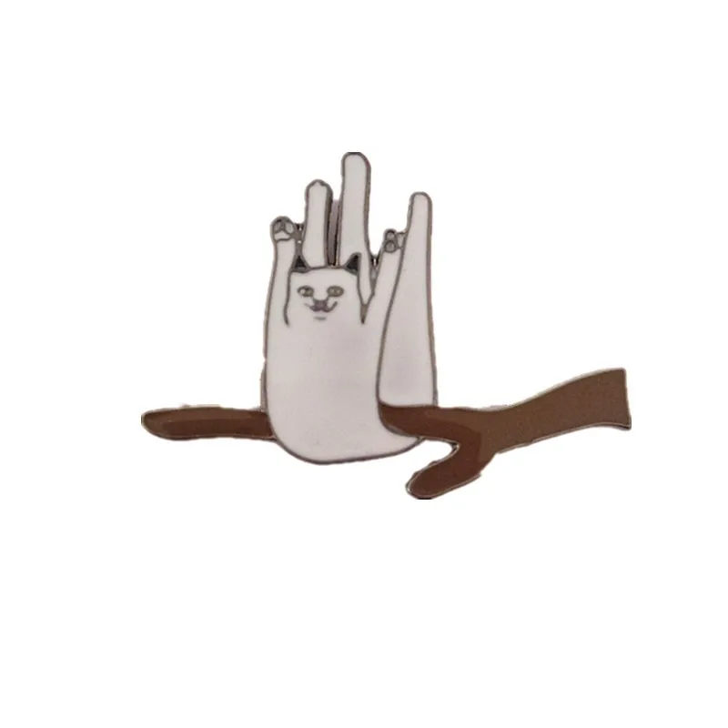 Miage милый мультфильм животных брошь кошка банановые листья забавные Открытая