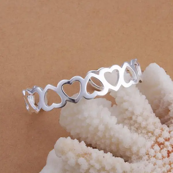Браслет-манжета с сердечками corazon coracao love heart, Браслет-манжета на руку, браслет jonc серебряного цвета, уникальный de marque, цена Dahu Rico, браслеты