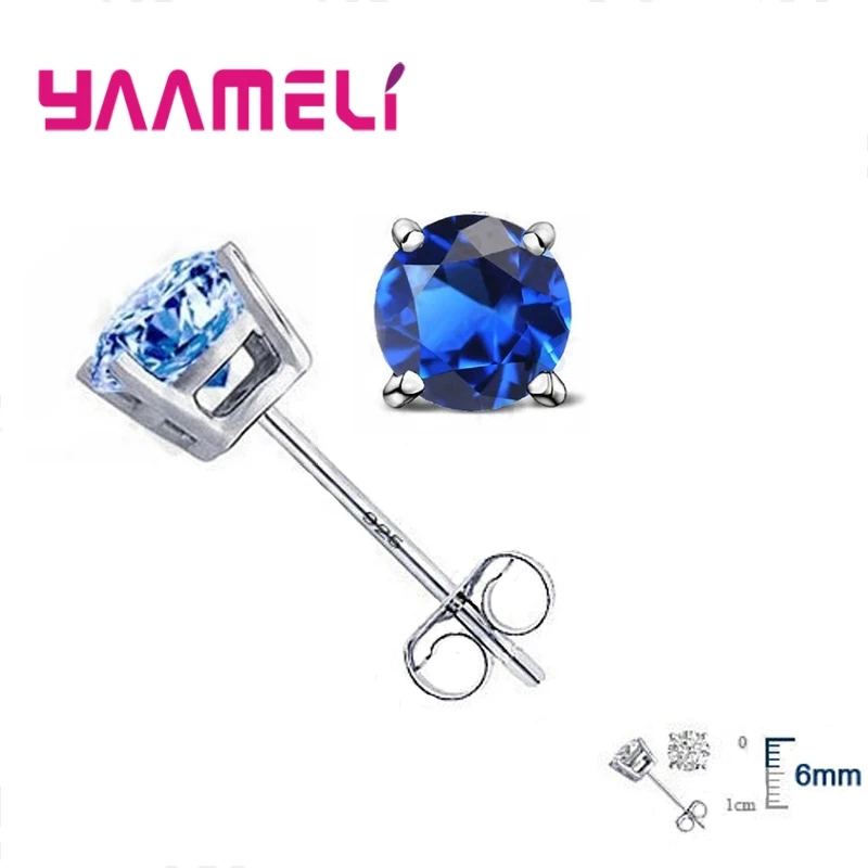 Серьги-гвоздики из серебра 925 пробы с фианитами | Украшения и аксессуары
