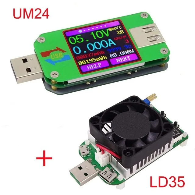 um24 ld35 Вольтметр Амперметр Для App Usb 2,0 ЖК-дисплей батарея зарядное напряжение измеритель тока мультиметр кабель измерительный тестер - Цвет: um24 ld35