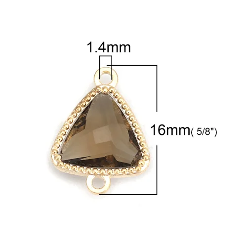 DoreenBeads медные и стеклянные соединители треугольные золотистые цветные граненые шармы 16 мм(5/") x 12 мм(4/8"), 5 шт - Цвет: 6