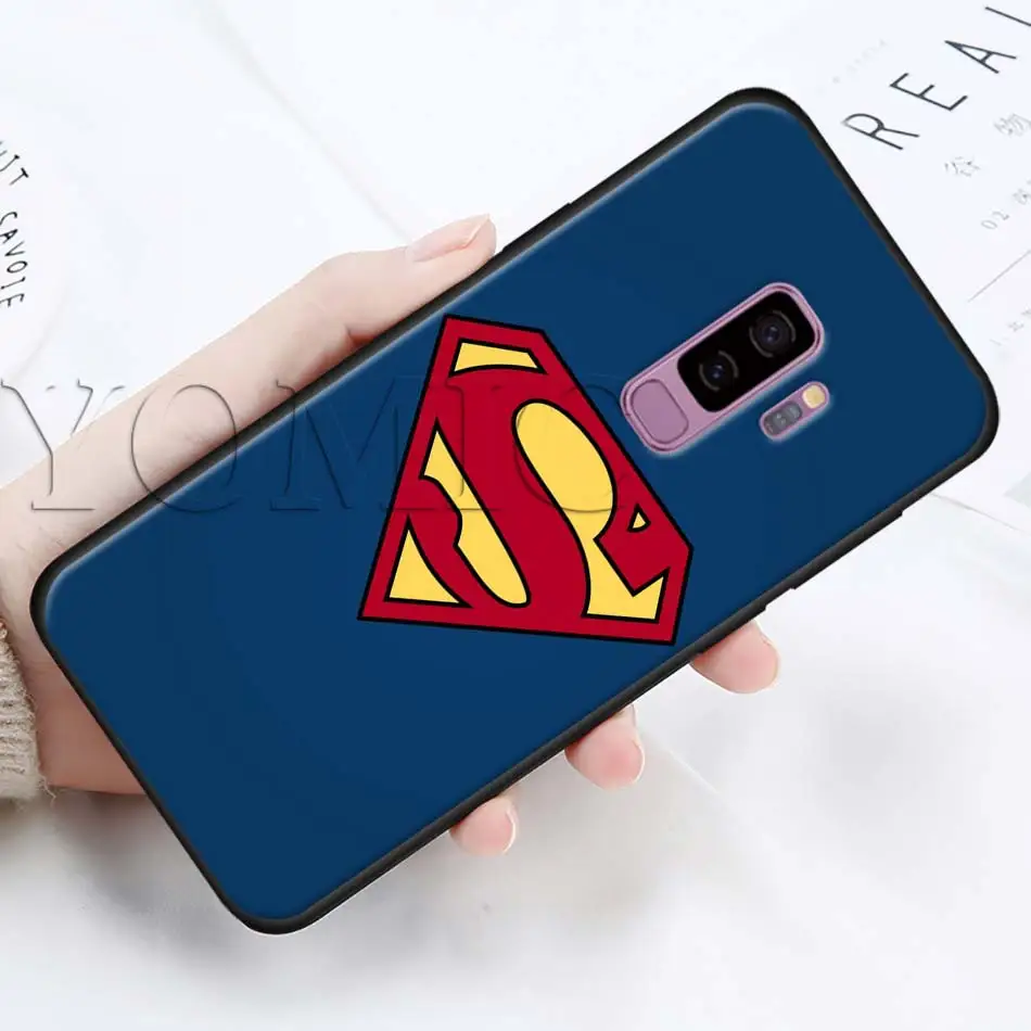 Марвел Супермена Логотип Черный силиконовый чехол для samsung Galaxy S10 S10e S8 S9 плюс S7 A40 A50 A70 Note 8 9 Мягкий чехол Чехол