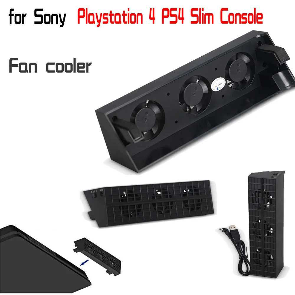 JRGK PS4 Slim охлаждающая консоль кулер умный термостат 3 вентилятора системная
