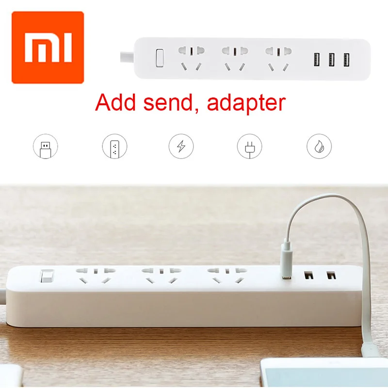 Оригинальная розетка для Xiaomi Smart Power Socketr Adapte 3 USB удлинитель зарядное устройство