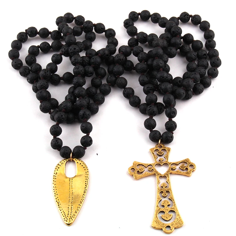 Бесплатная доставка модные ожерелья с подвеской из черной лавы|cross pendant necklace|fashion