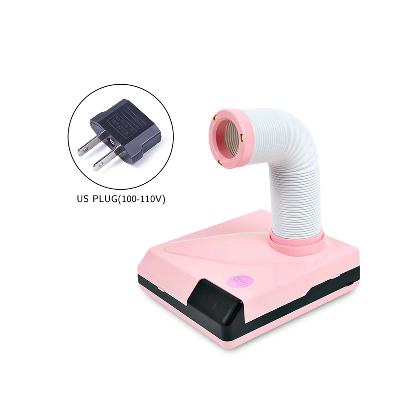 Pink US plug 60 Вт сильная Мощность ногтей всасыватель, пылесборник для ногтей пылесборник пылесос лак для ногтей художественный салон, маникюр, машинка для маникюра, 100-240V - Цвет: Pink US plug