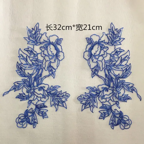 sapphire blue 6pcs 6 шт./3 пары цветная вышивка, плоская вышивка, Цветочная аппликация Свадебное платье Кружева Одежда Материал аксессуары RS737 - Цвет: sapphire blue 6pcs