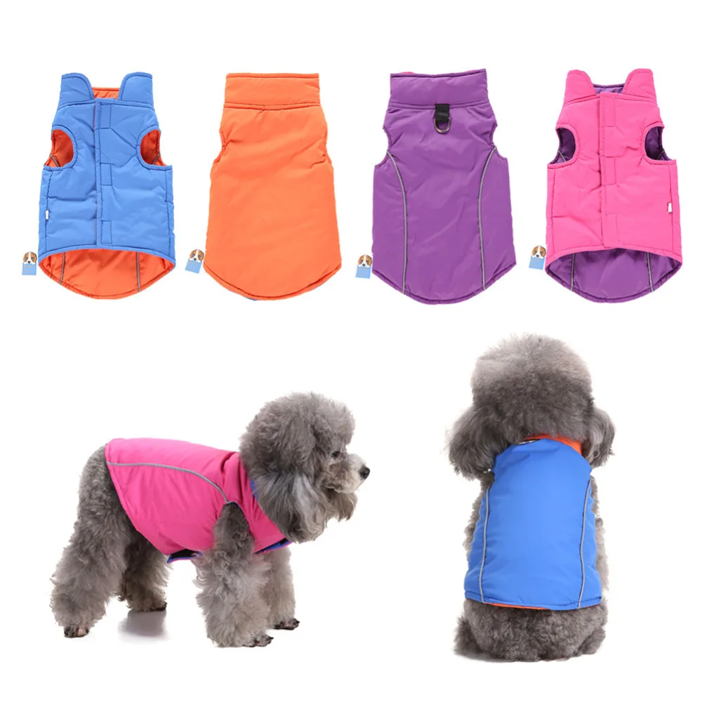 Двусторонняя одежда для домашних животных собак холодной погоды с флисовой