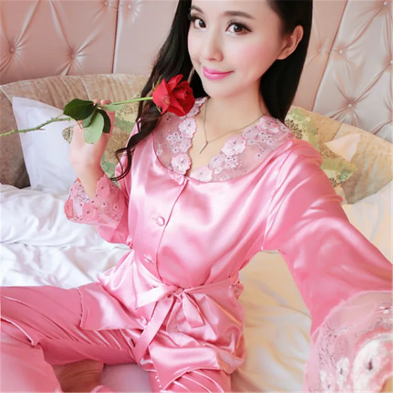 2018 Весна Лето Осень шелковые женские пижамы наборы &amp шорты для сна Дамская