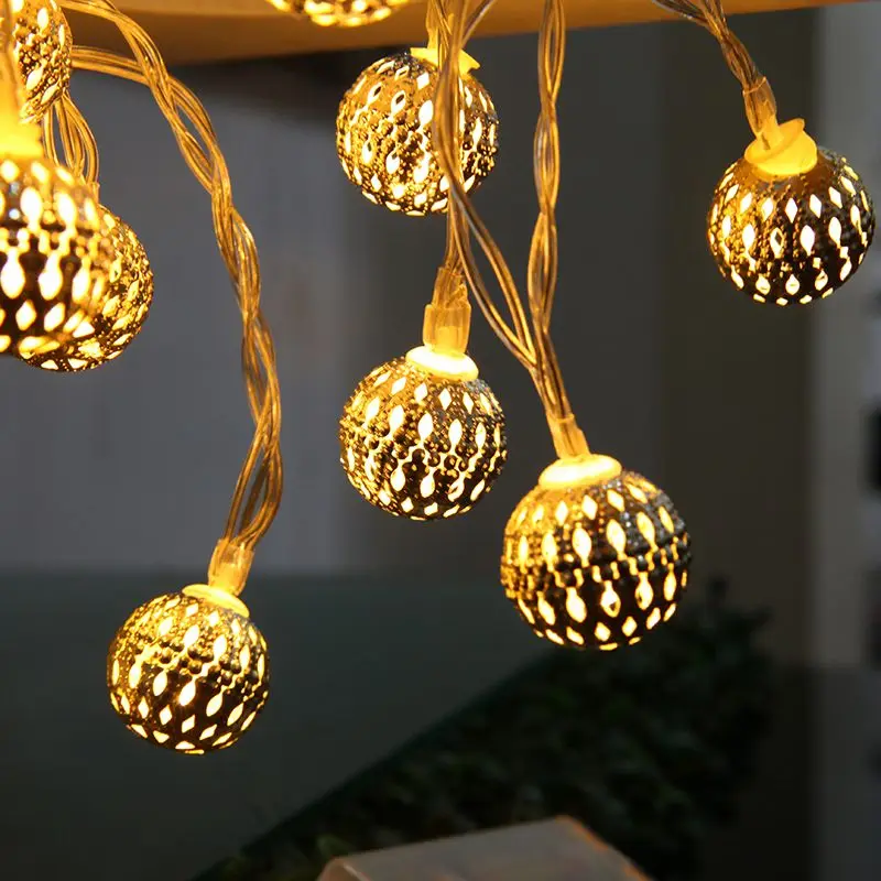 Xmas 4m 20LED Iron Ball Bulbs LED Fairy Lamp Curtain Light Ideal Wedding Christmas Tree Party Globe LED String Lights