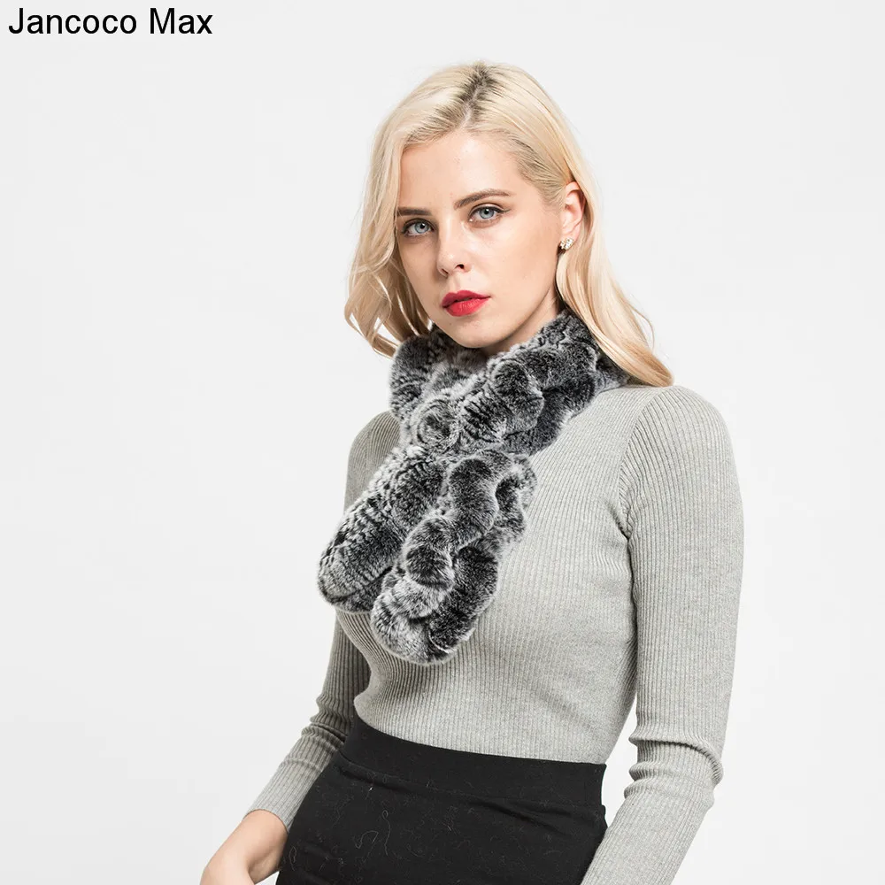 Jancoco Max Новое поступление толстый теплый Настоящий мех кролика шарф весна осень зима шейный платок мягкая Муфельная S7119