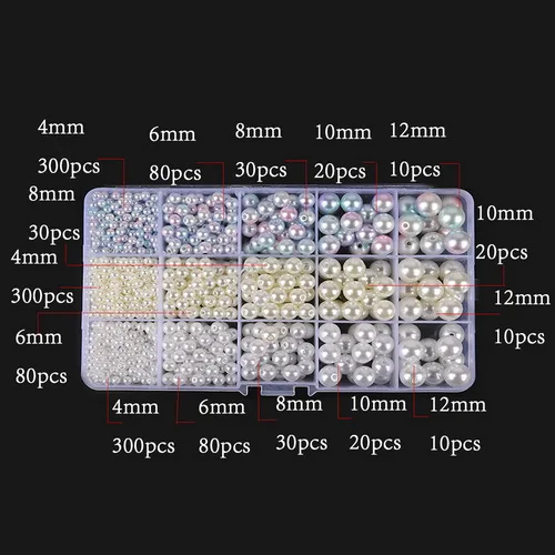 1300Pcs 600-1300 шт./лот 4/6/8/10 мм Мульти Размеры цветной жемчуг искусственный жемчуг бусины ABS Комплект световой короб для хранения Ремесла для DIY Украшение для альбома - Цвет: 1300Pcs