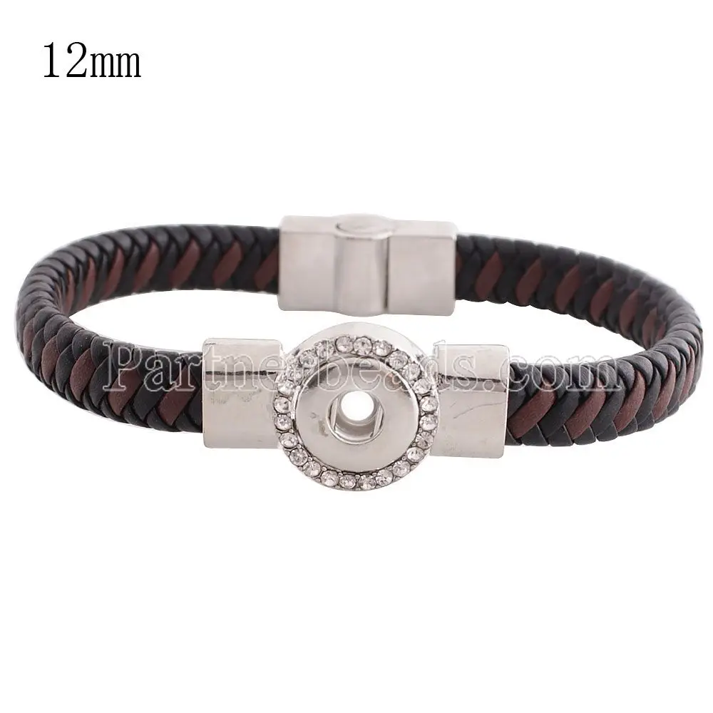 Винтажные черные и белые кожаные браслеты высокого качества с кристаллами