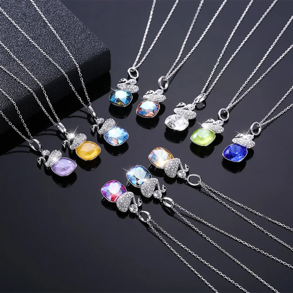 LEKANI кубический бисер кристаллы от SWAROVSKI Лебедь Кулон ожерелья Классическая мода