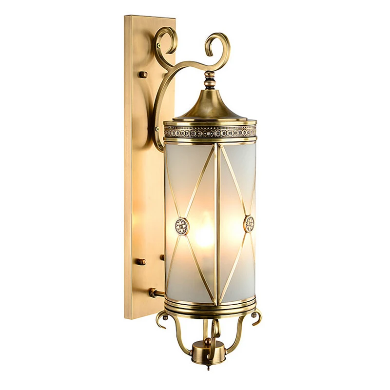 Американский Стиль бра меди открытый ностальгические Винтаж свет латунь Стекло