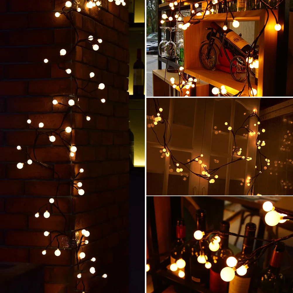 Светодиодный GLE 2 5 м 72 светодиодный наружный светильник шар гирлянды черный