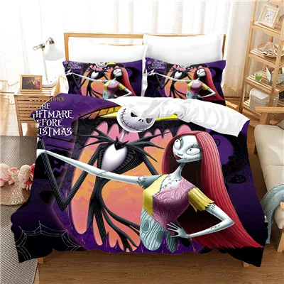 6 3D print Bedding set Halloween Cartoon Skull Nightmare Before Christmas friends' gift Duvet cover set Home Textiles - Цвет: 6