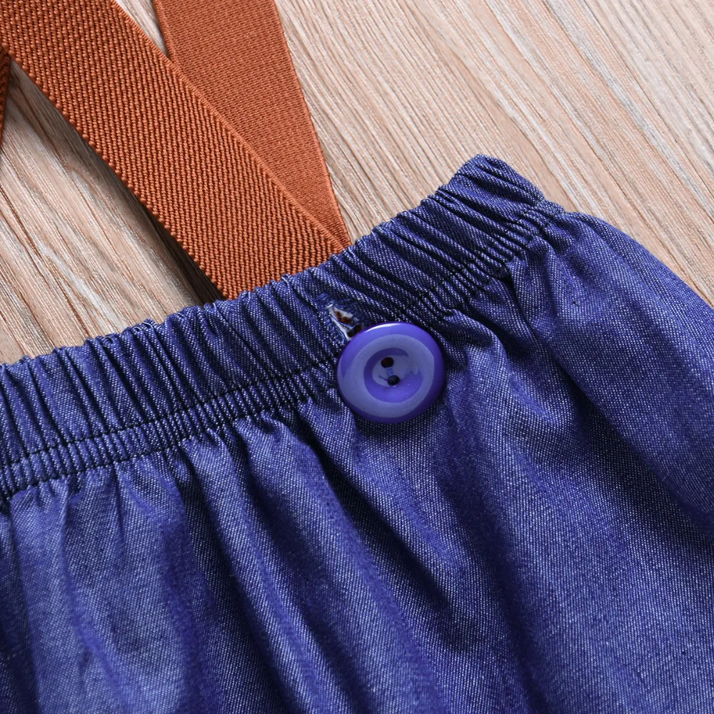 2pcs Baby Girls Floral Suspenders Skirt Set Short Sleeve Ruffled T-Shirt + Mini Braces Overalls | Детская одежда и обувь