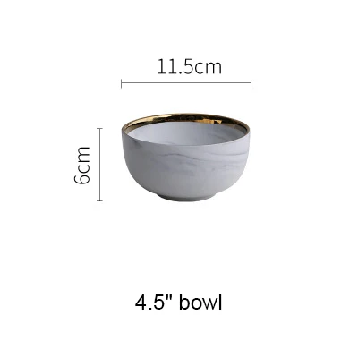 4.5 inch rice bowl Керамическая Тарелка суповая чаша с золотым ободком 7 8 9 дюймов домашнее блюдо посуда Европейский стиль дизайн - Цвет: 4.5 inch rice bowl