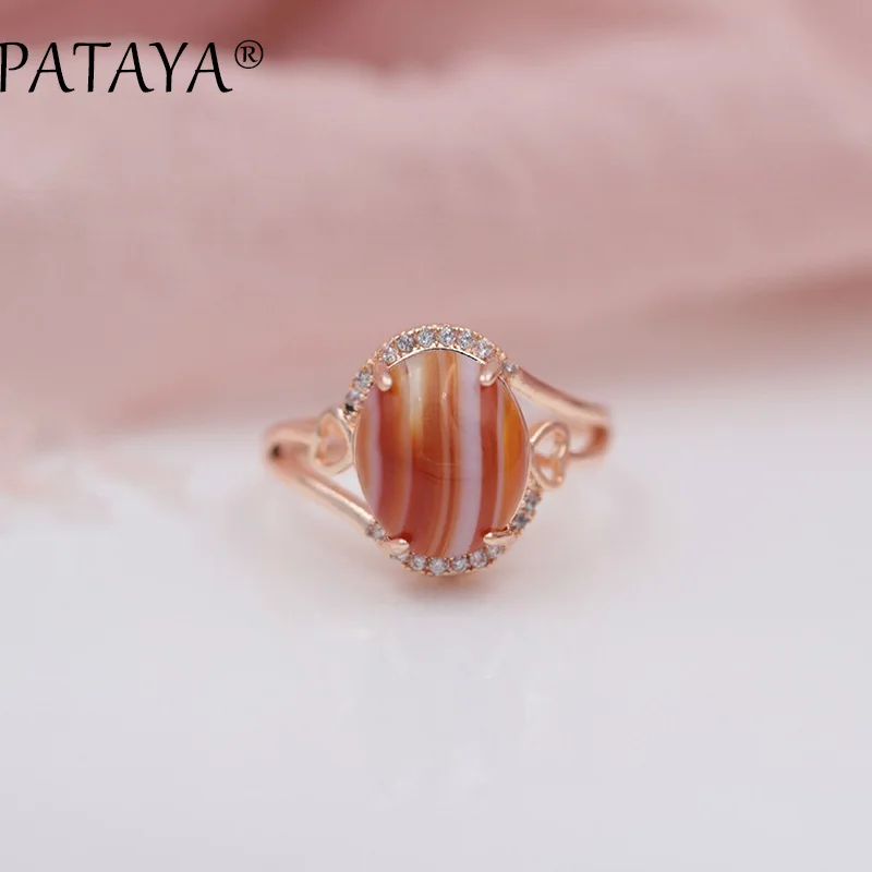 Женские кольца PATAYA из белого кубического циркония с ониксом розового золота 585