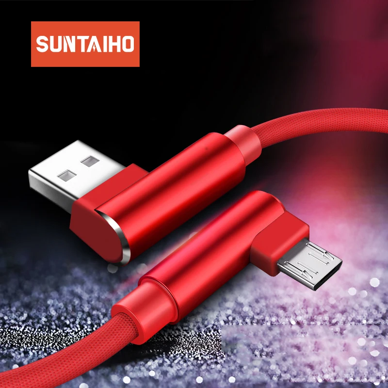 Suntaiho Micro USB кабель 90 градусов для Xiaomi redmi 4X зарядный кабель для samsung s7edge s6 для huawei для Mei zu USB кабели
