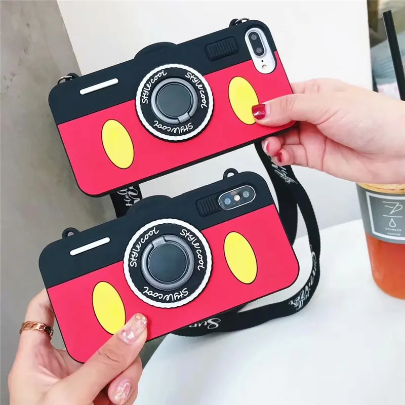 Чехол для iPhone X XR XS Max мягкий милый мультяшный 3D ремень камеры чехол 6 S 7 8 Plus Coque Capa |