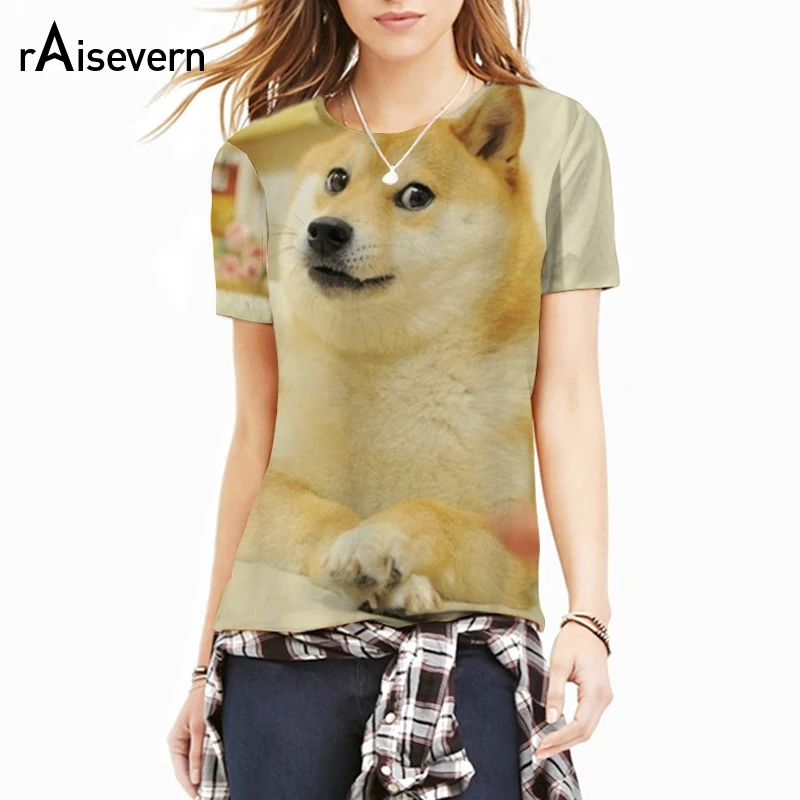 Женская/Мужская 3d футболка с коротким рукавом и принтом собаки Galaxy Shibe Dogecoin лето