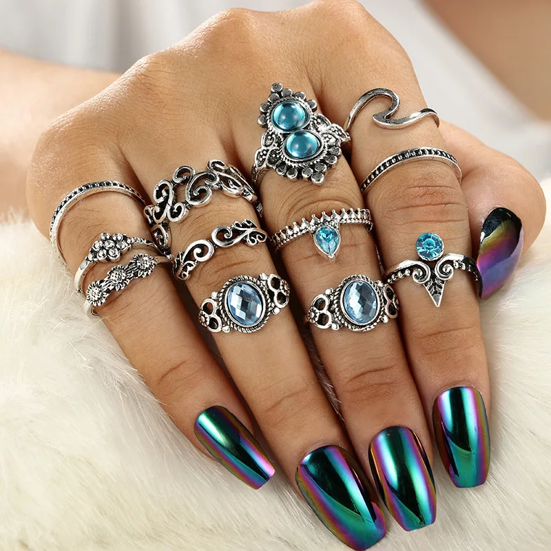 Винтажное кольцо Подсолнух с цветами 12 шт./компл. наборы хрустальное полое для