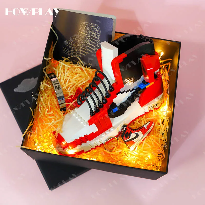 Howplay AJ1 UNC OW баскетбольные кроссовки строительные блоки модель мини коллекция