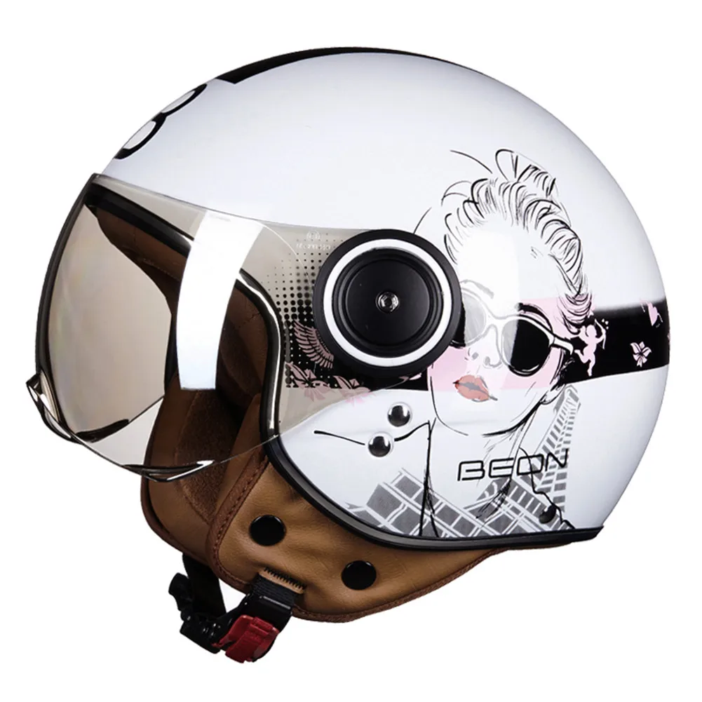 BEON moto rcycle шлем для скутера 3/4 с открытым лицом винтажный женщин Casque Casco cicleta Capacete