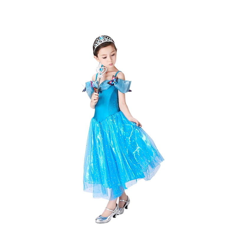 Детское длинное платье Золушки для принцессы Женская мультяшная аниме косплей