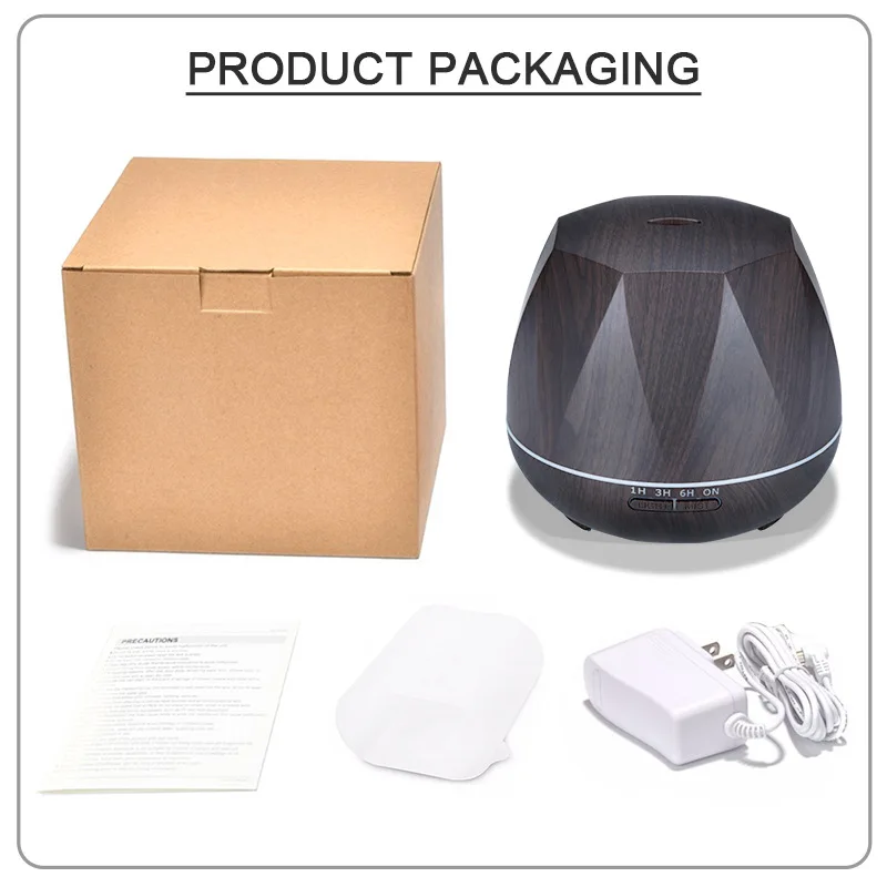 

500ml Oil Diffuser Wood Grain Ultrasonic Aroma Humidifier Cool mist for Office Bedroom Kids Room LED Air Humidifier