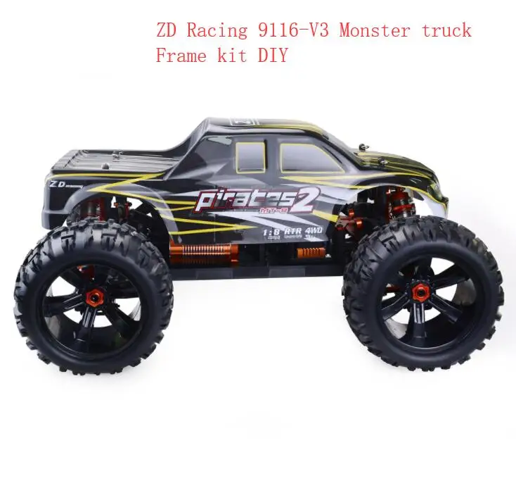 Черный 1/8 ZD гоночный автомобиль 9116-V3 RC автомобили DIY гоночный монстр грузовик полномасштабный крошечный настоящий гоночный автомобиль сплав 6061 DIY рама открытый автомобиль игрушки - Цвет: Черный