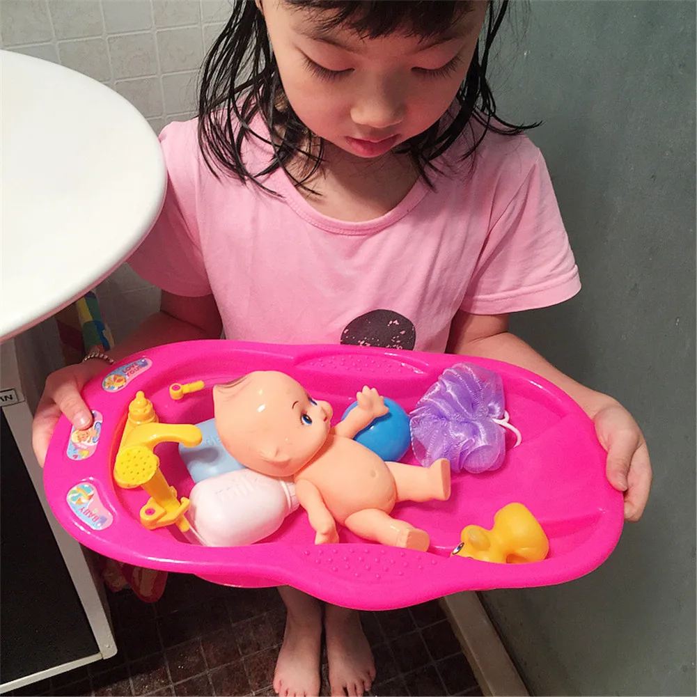 Ванная комната воды игральные игрушки наборы Ванна Кукольный дом играть маленькая утка океан мяч игрушка для ребенка