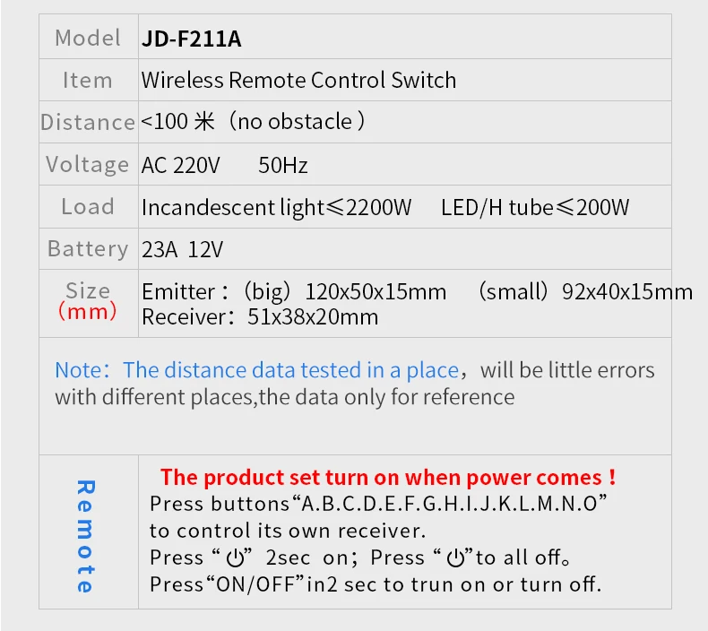 JD211A1N10 с 10 приемниками 10 Ch RF беспроводной пульт дистанционного управления 220V 110V пульт дистанционного управления