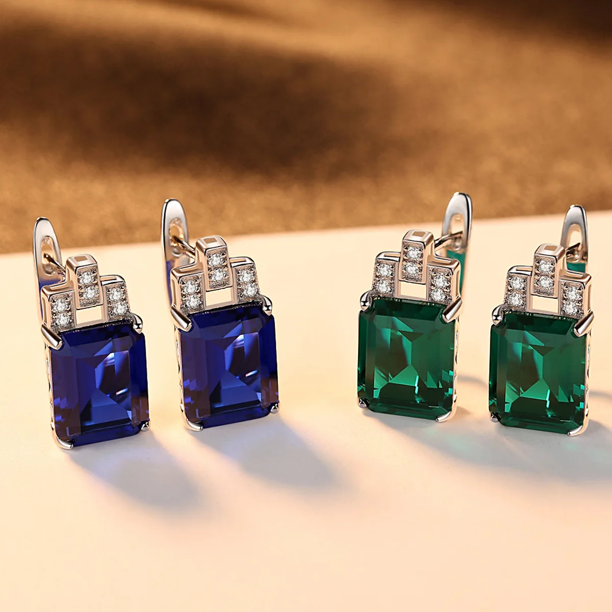 

Wong Rain Vintage 100% 925 Sterling Silver Emerald Sapphire Gemstone Diamonds White Gold Hoop Earrings Fine Jewelry Wholesale